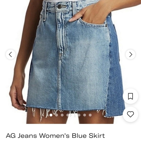 AG Adriano Goldschmied Two-Tone Denim Mini Skirt - Picture 2 of 6